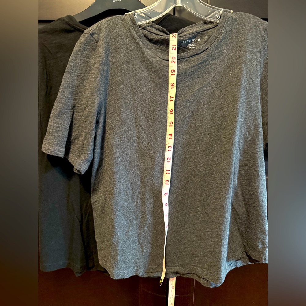 2 Eileen Fisher 100% cotton T-shirts, 1 black, 1 grey